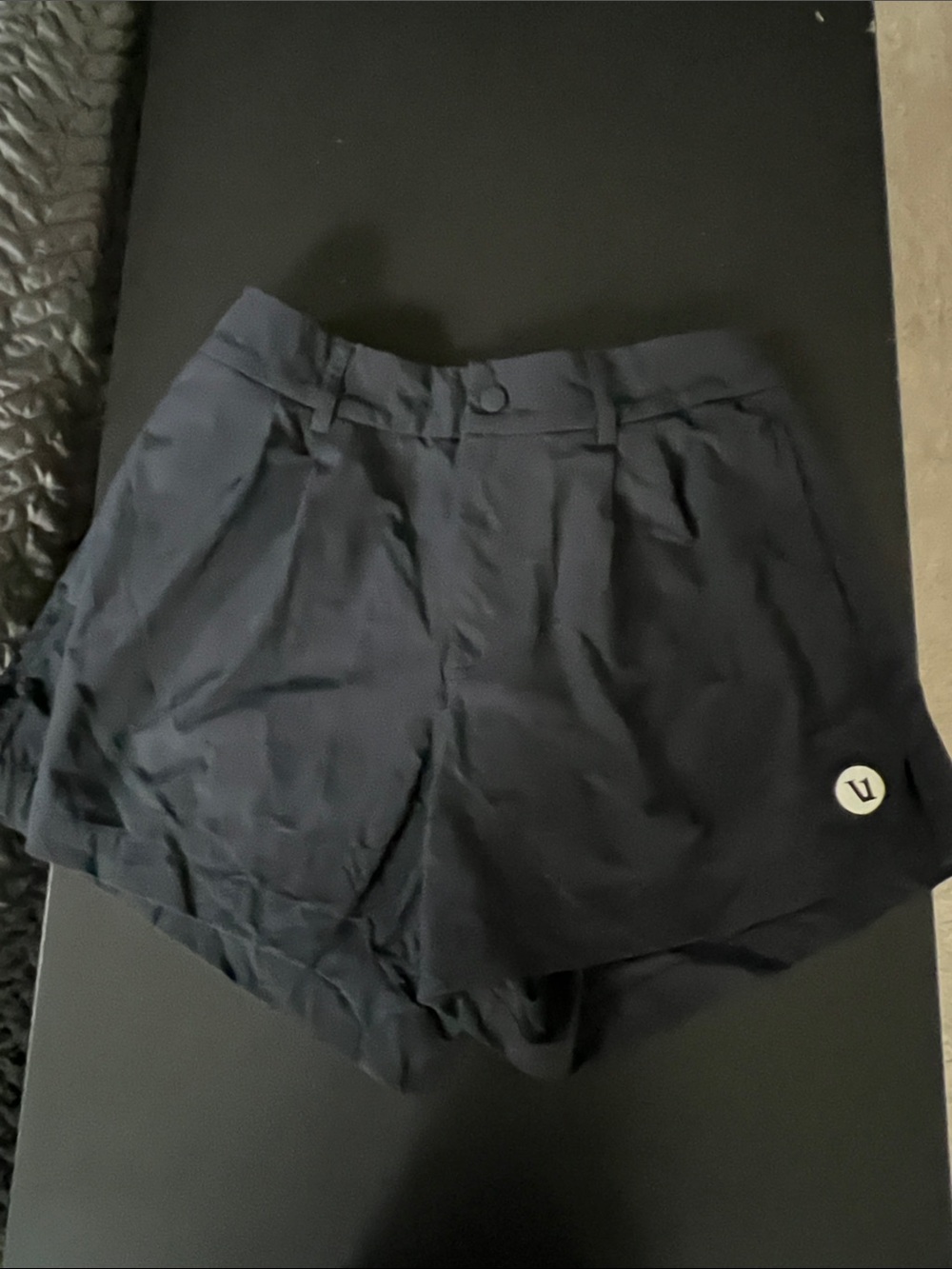 Vuori Navy Blue Women's Athletic Shorts with Logo Patch